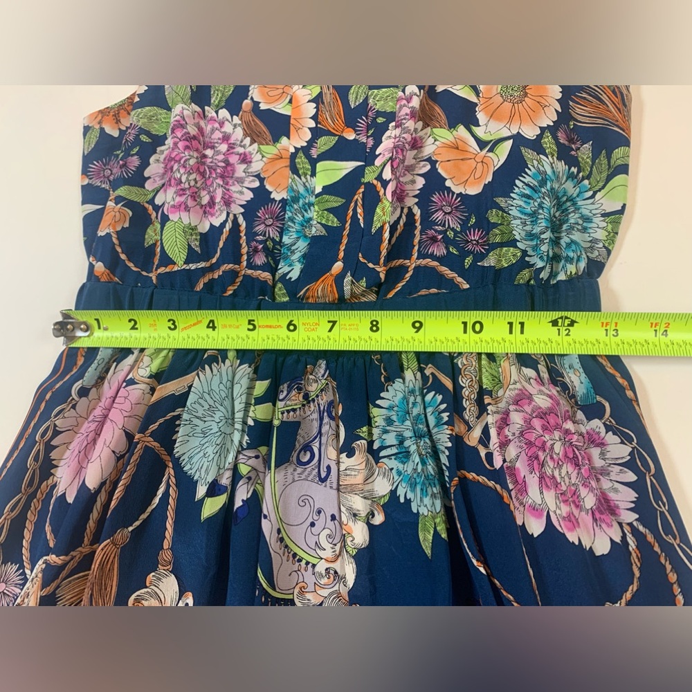 Anthropologie Moulinette Soeurs Mabel Floral Blue Silk Dress XS (L) - Picture 8 of 12